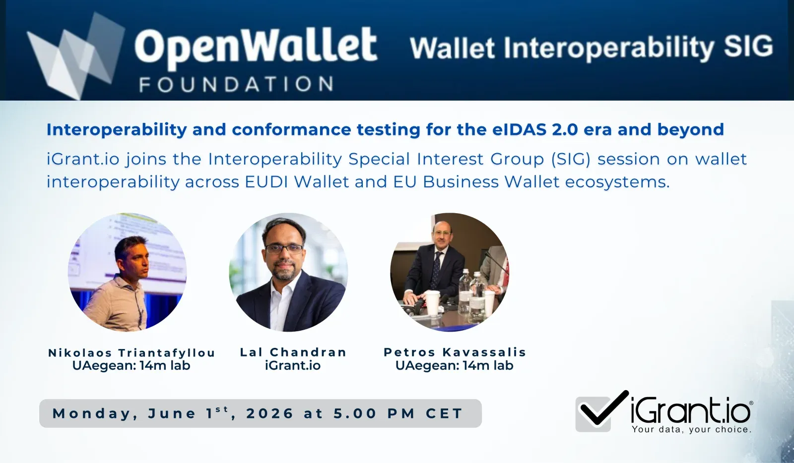 iGrant.io and University of the Aegean present Large-Scale Pilot interoperability at OpenWallet Foundation WISIG